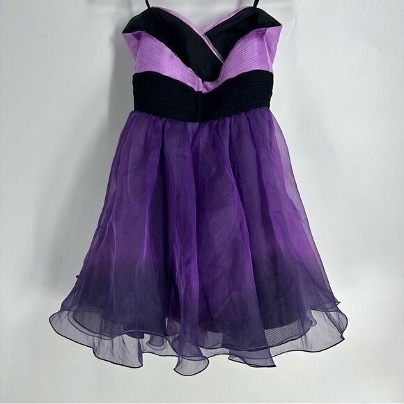 MORI LEE Purple Ombré Strapless Organza Sweetheart Prom Homecoming Dress Sz 5/6 - Picture 4 of 10